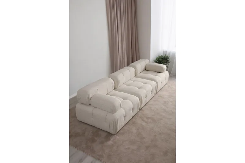 Belgin Bubblig Soffa 3-sits med utfällbara armstöd och ryggstöd - Ljusbeige / Beige - Möbler - Vardagsrum - Soffor - Modulsoffor - Komplett modulsoffa