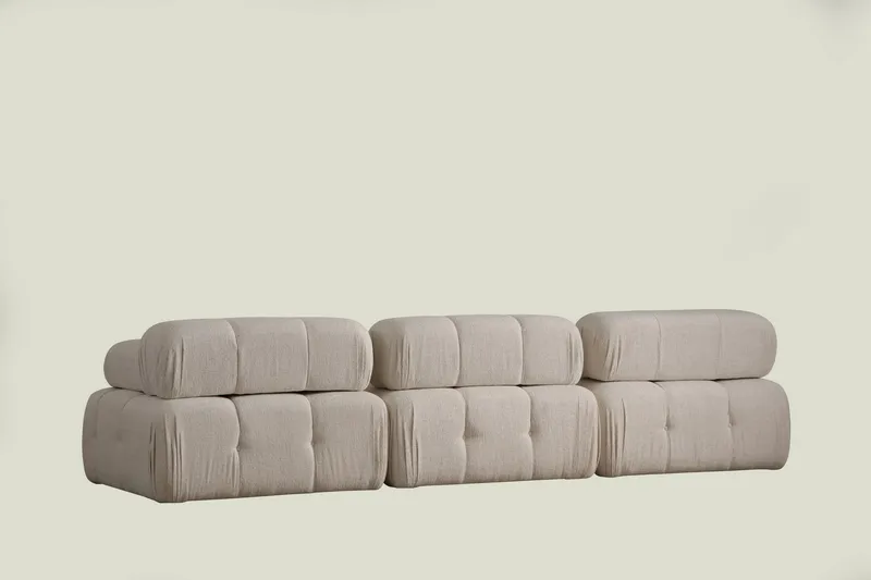 Belgin Bubblig Soffa 3-sits med utfällbara armstöd och ryggstöd - Ljusbeige / Beige - Möbler - Vardagsrum - Soffor - Modulsoffor - Komplett modulsoffa