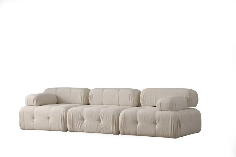 Belgin Bubblig Soffa 3-sits med utfällbara armstöd och ryggstöd - Ljusbeige / Beige - Möbler - Vardagsrum - Soffor - Modulsoffor - Komplett modulsoffa
