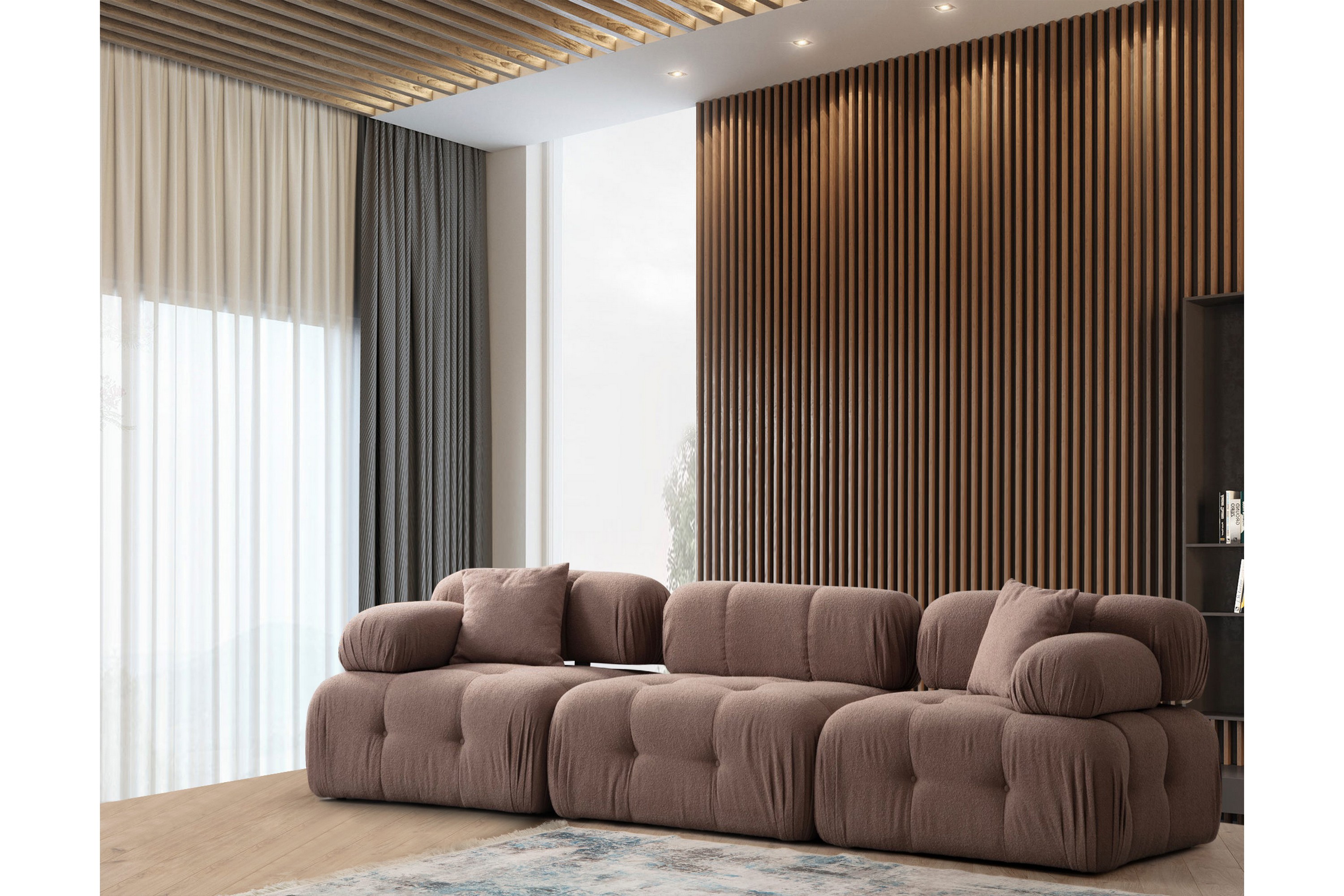 belgin bubblig soffa 3-sits med utfällbara armstöd och ryggstöd -