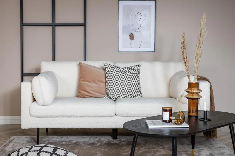 Boom 3-sits soffa, teddymaterial - Vit - Möbler - Vardagsrum - Soffor - 3-sits soffor