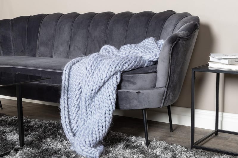 Calais 3-sits Snäckformad Sammetssoffa 181 cm - Grå - Möbler - Vardagsrum - Soffor - 3-sits soffor
