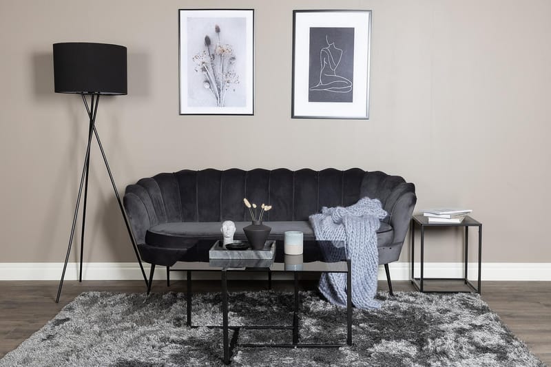 Calais 3-sits Snäckformad Sammetssoffa 181 cm - Grå - Möbler - Vardagsrum - Soffor - 3-sits soffor
