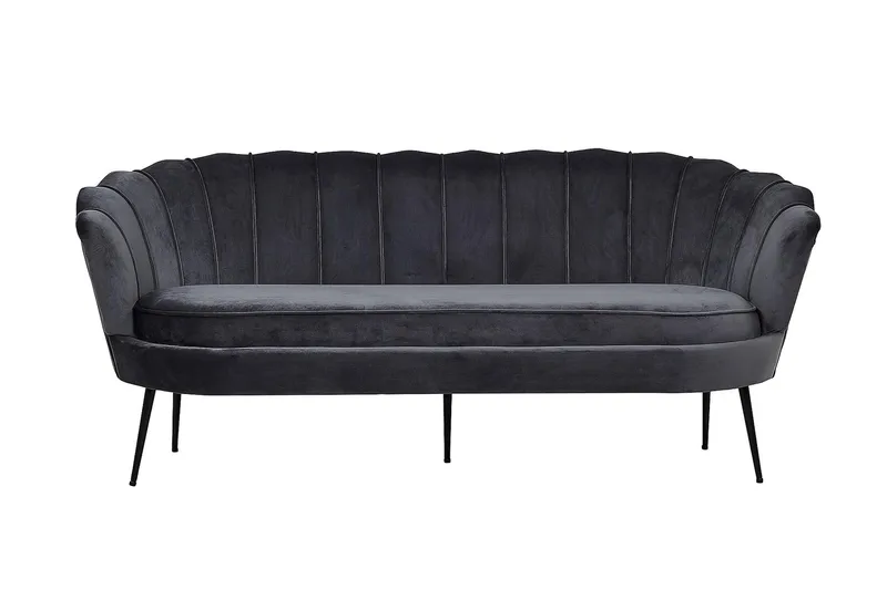Calais 3-sits Snäckformad Sammetssoffa 181 cm, Grå