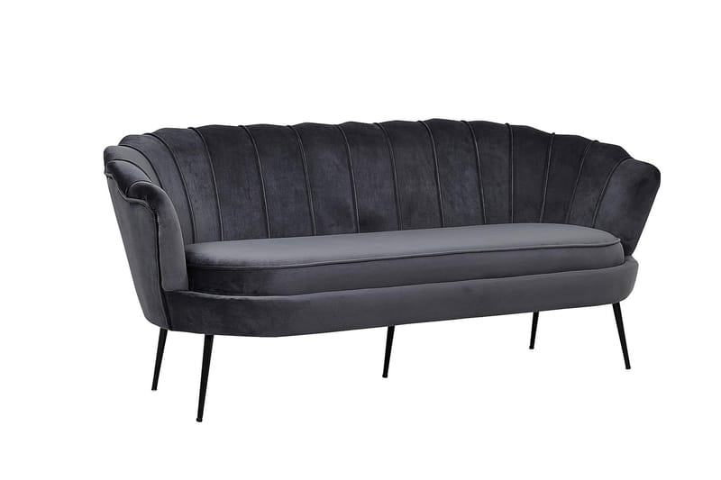 Calais 3-sits Snäckformad Sammetssoffa 181 cm - Grå - Möbler - Vardagsrum - Soffor - 3-sits soffor