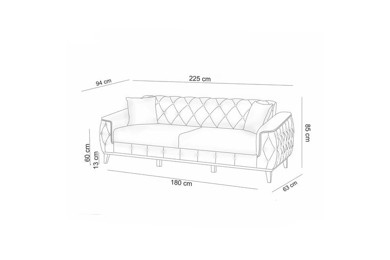 CAMERE 3-sits Soffa Grå/Natur - 3-sits soffor