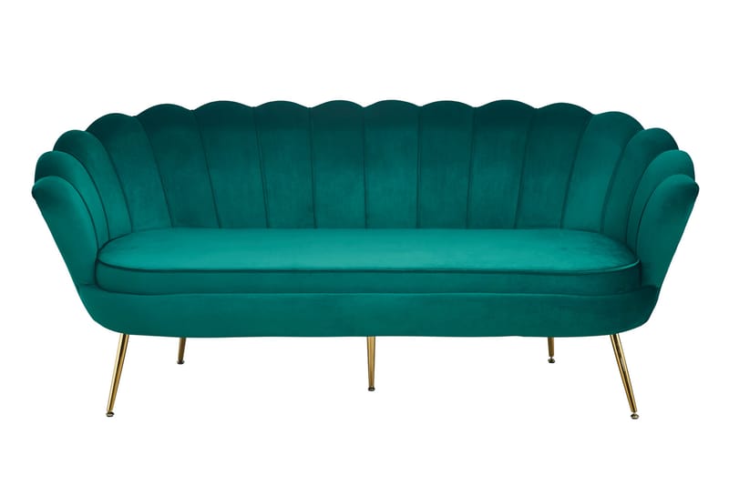 CARIRA 3-sits Sammetssoffa Mussla Grön/Guld - 3-sits soffor