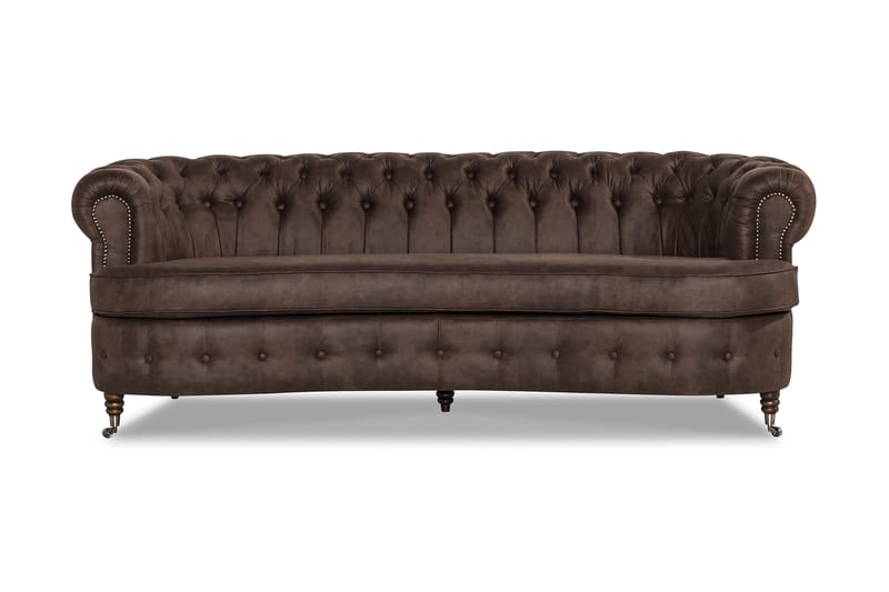 CHESTERFIELD 3-sits Soffa Svängd Mörkbrun - 3-sits soffor - chesterfield soffor