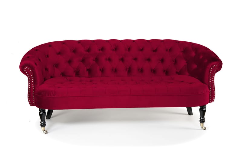 Chesterfield Ludo Soffa 3-sits Cerise - Sammetssoffor - 3-sits soffor - chesterfield soffor