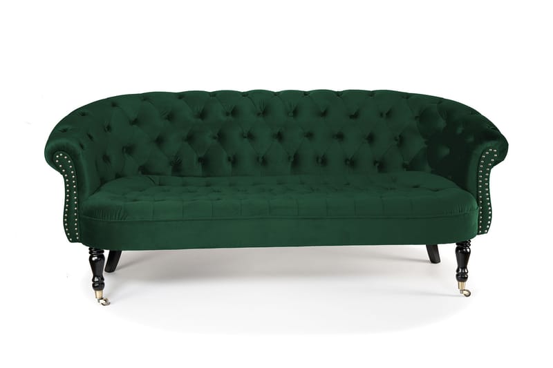 Chesterfield Ludo Soffa 3-sits Mörkgrön - Sammetssoffor - 3-sits soffor - chesterfield soffor