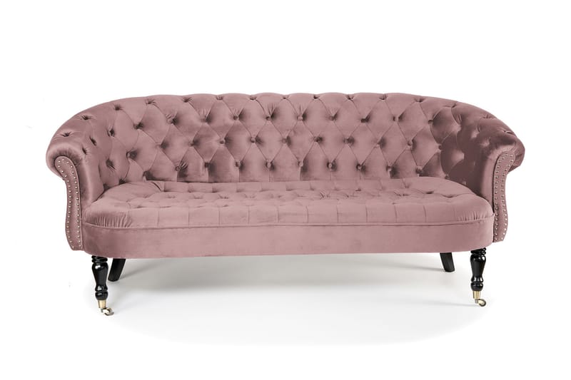 Chesterfield Ludo Soffa 3-sits Rosa - Sammetssoffor - 3-sits soffor - chesterfield soffor