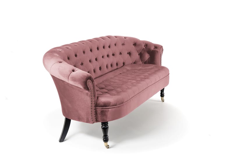 Chesterfield Ludo Soffa 3-sits Rosa - 3-sits soffor - chesterfield soffor - Sammetssoffor