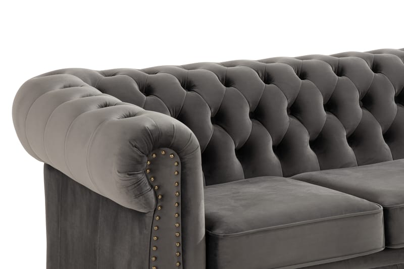 CHESTERFIELD LUX 3-sits Soffa Grå - 3-sits soffor - chesterfield soffor