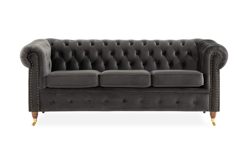 CHESTERFIELD LUX 3-sits Soffa Grå - 3-sits soffor - chesterfield soffor