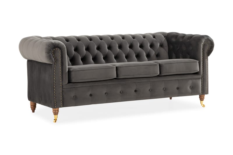 CHESTERFIELD LUX 3-sits Soffa Grå - 3-sits soffor - chesterfield soffor