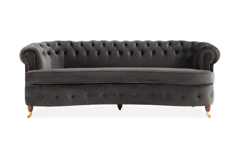 CHESTERFIELD LUX Soffa Svängd Grå - 3-sits soffor - chesterfield soffor