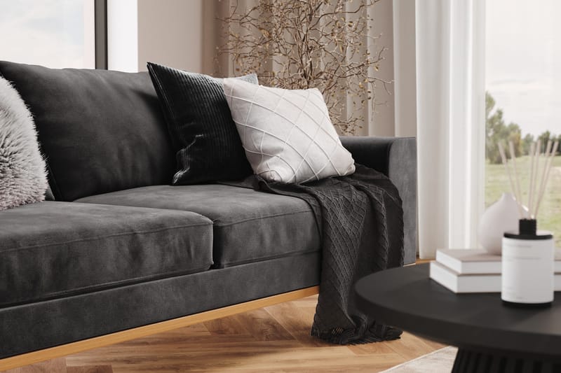 Copenhagen 3-sits Sammetssoffa - Mörkgrå - Möbler - Vardagsrum - Soffor - 3-sits soffor