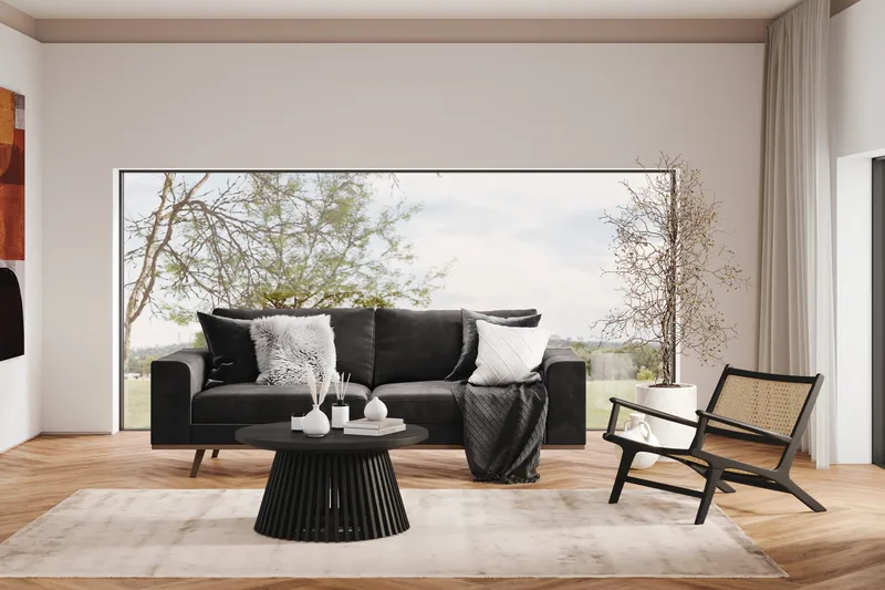 Copenhagen 3-sits Sammetssoffa - Mörkgrå - Möbler - Vardagsrum - Soffor - 3-sits soffor