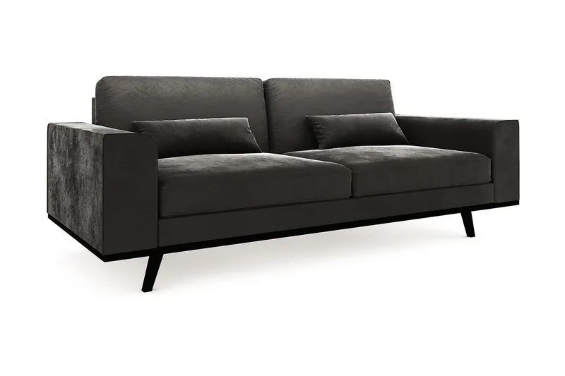 Copenhagen 3-sits Sammetssoffa - Mörkgrå - Möbler - Vardagsrum - Soffor - 3-sits soffor