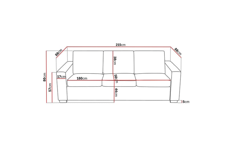 Crazy 3-sits Soffa i Konstläder - Svart - Möbler - Vardagsrum - Soffor - 3-sits soffor