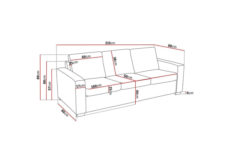 Crazy 3-sits Soffa i Konstläder - Svart - Möbler - Vardagsrum - Soffor - 3-sits soffor