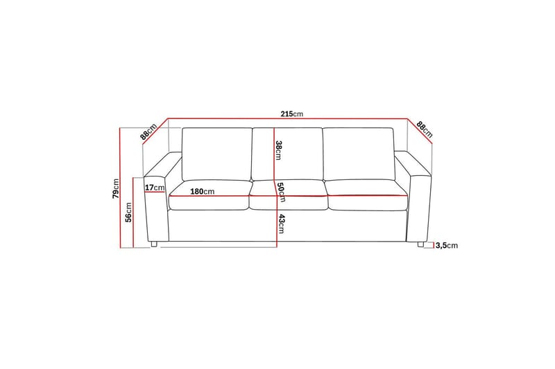 Crazy 3-sits Tygsoffa - Antracit - Möbler - Vardagsrum - Soffor - 3-sits soffor