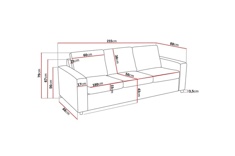 Crazy 3-sits Tygsoffa - Antracit - Möbler - Vardagsrum - Soffor - 3-sits soffor