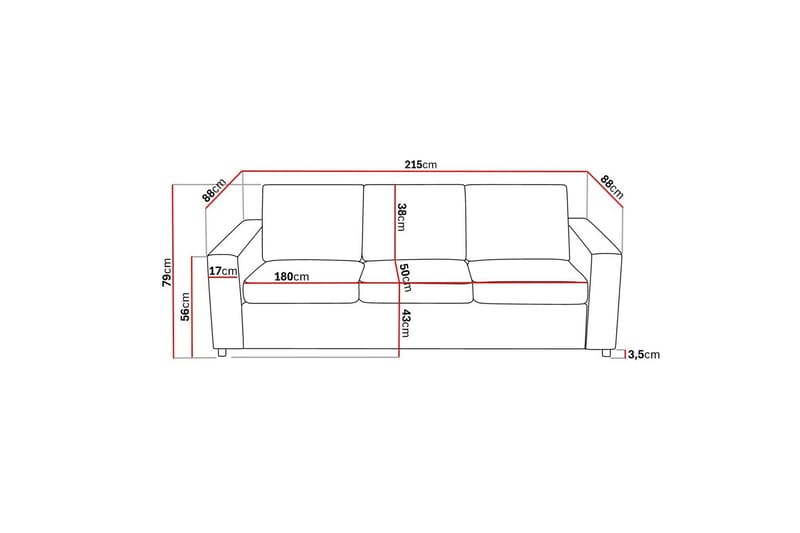 Crazy 3-sits Tygsoffa - Antracit - Möbler - Vardagsrum - Soffor - 3-sits soffor