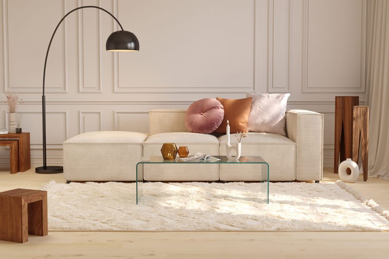 Cubo 3-sits Djup Modulsoffa + Fotpall i Manchester - Beige - Möbler - Vardagsrum - Soffor - 3-sits soffor