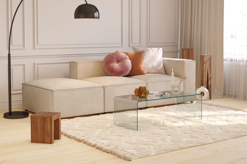 Cubo 3-sits Djup Modulsoffa + Fotpall i Manchester - Beige - Möbler - Vardagsrum - Soffor - 3-sits soffor