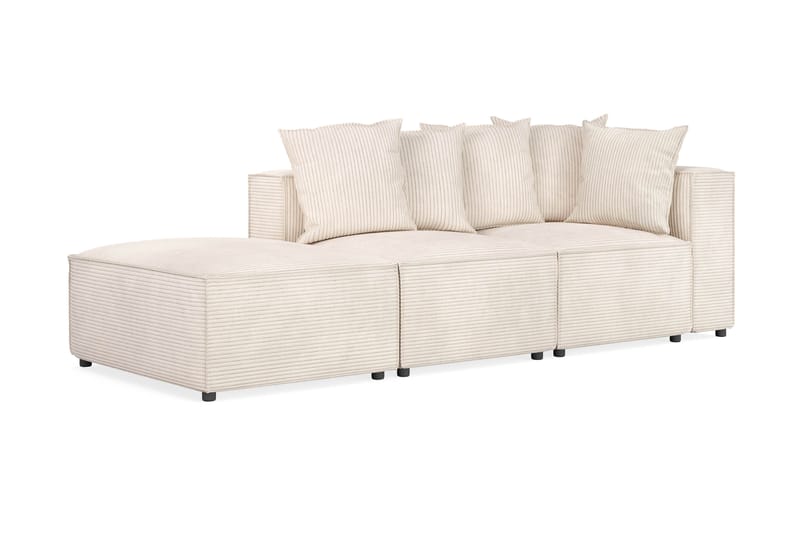Cubo 3-sits Djup Modulsoffa + Fotpall i Manchester - Beige - Möbler - Vardagsrum - Soffor - 3-sits soffor