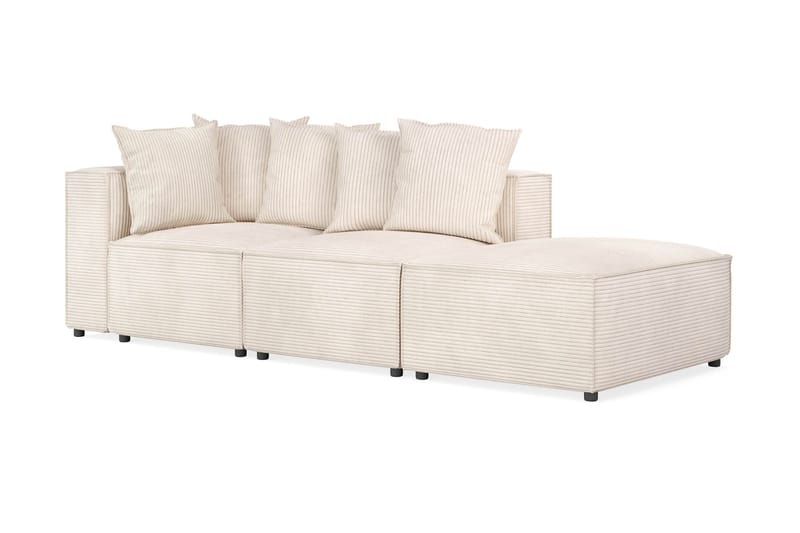 Cubo 3-sits Djup Modulsoffa + Fotpall i Manchester - Beige - Möbler - Vardagsrum - Soffor - 3-sits soffor