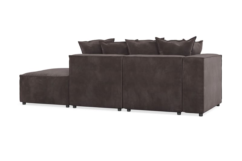 Cubo 3-sits Djup Modulsoffa + Fotpall i Sammet - Mörkgrå - Möbler - Vardagsrum - Soffor - 3-sits soffor