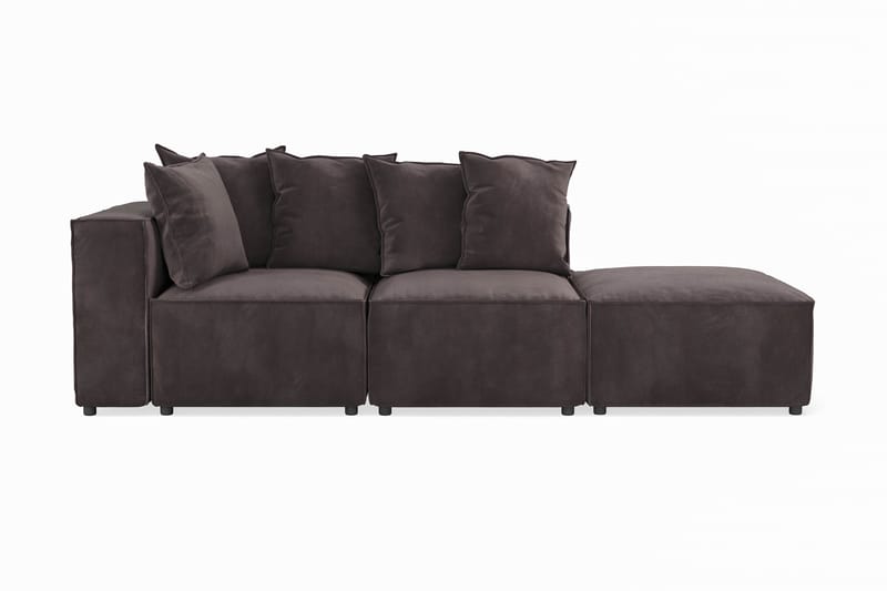 Cubo 3-sits Djup Modulsoffa + Fotpall i Sammet - Mörkgrå - Möbler - Vardagsrum - Soffor - 3-sits soffor