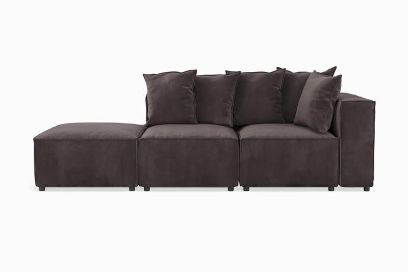 Cubo 3-sits Djup Modulsoffa + Fotpall i Sammet - Mörkgrå - Möbler - Vardagsrum - Soffor - 3-sits soffor