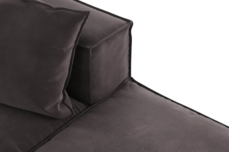 Cubo 3-sits Djup Modulsoffa + Fotpall i Sammet - Mörkgrå - Möbler - Vardagsrum - Soffor - 3-sits soffor