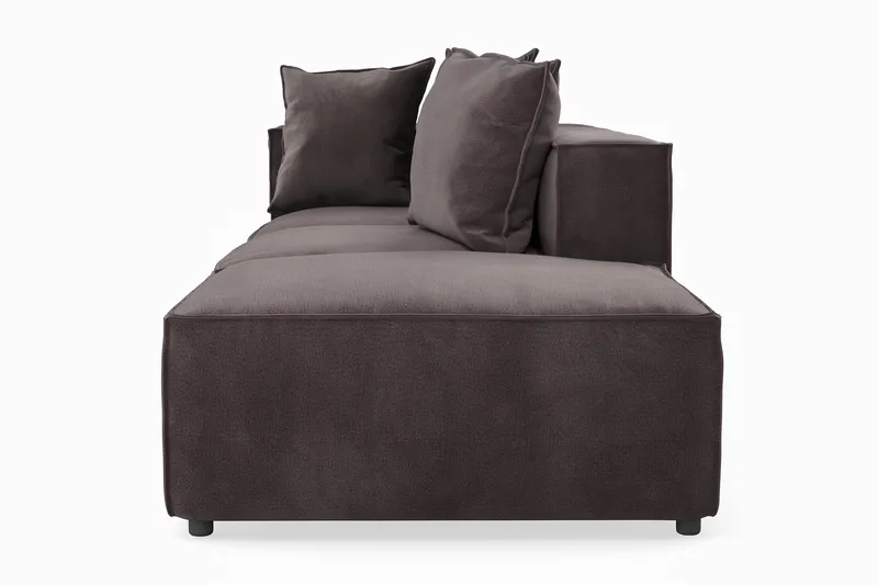 Cubo 3-sits Djup Modulsoffa + Fotpall i Sammet - Mörkgrå - Möbler - Vardagsrum - Soffor - 3-sits soffor