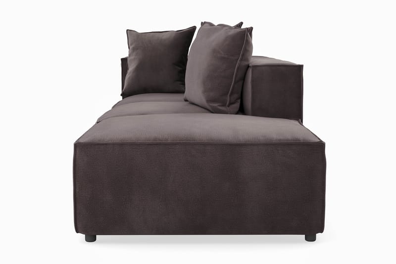 Cubo 3-sits Djup Modulsoffa + Fotpall i Sammet - Mörkgrå - Möbler - Vardagsrum - Soffor - Modulsoffor - Komplett modulsoffa