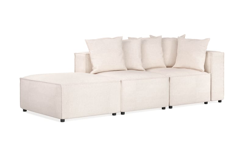 Cubo 3-sits Djup Modulsoffa + Fotpall i Tyg - Beige - Möbler - Vardagsrum - Soffor - 3-sits soffor