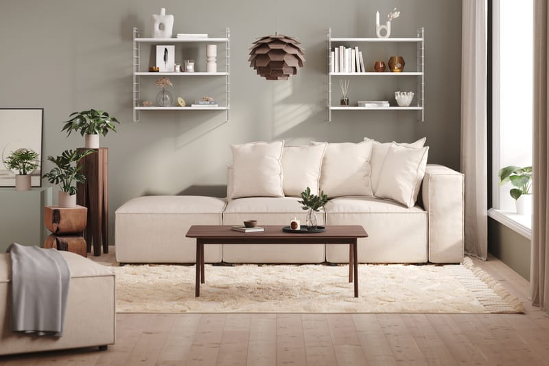 Cubo 3-sits Djup Modulsoffa + Fotpall i Tyg - Beige - Möbler - Vardagsrum - Soffor - 3-sits soffor