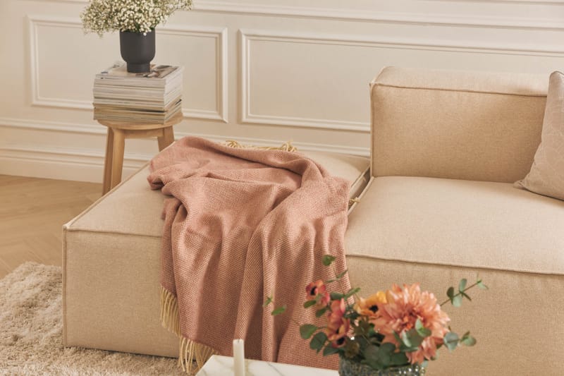 Cubo 3-sits Djup Modulsoffa + Fotpall i Tyg - Beige - Möbler - Vardagsrum - Soffor - Modulsoffor - Komplett modulsoffa