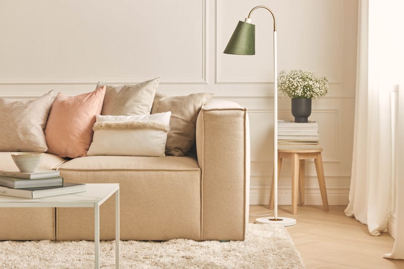 Cubo 3-sits Djup Modulsoffa + Fotpall i Tyg - Beige - Möbler - Vardagsrum - Soffor - Modulsoffor - Komplett modulsoffa