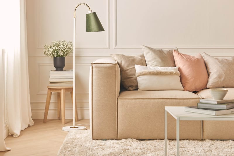 Cubo 3-sits Djup Modulsoffa + Fotpall i Tyg - Beige - Möbler - Vardagsrum - Soffor - Modulsoffor - Komplett modulsoffa