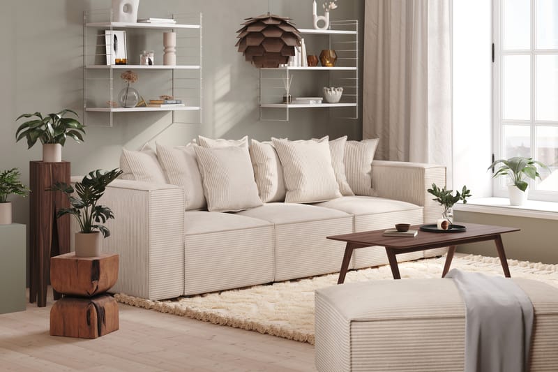 Cubo 4-sits Djup Modulsoffa i Manchester - Beige - Möbler - Vardagsrum - Soffor - 3-sits soffor