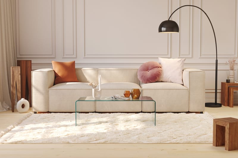Cubo 4-sits Djup Modulsoffa i Manchester - Beige - Möbler - Vardagsrum - Soffor - 3-sits soffor
