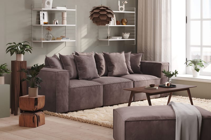 Cubo 4-sits Djup Modulsoffa i Sammet - Mörkgrå - Möbler - Vardagsrum - Soffor - 3-sits soffor