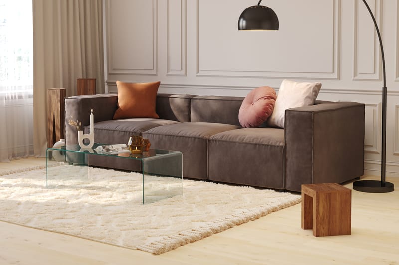 Cubo 4-sits Djup Modulsoffa i Sammet - Mörkgrå - Möbler - Vardagsrum - Soffor - 3-sits soffor