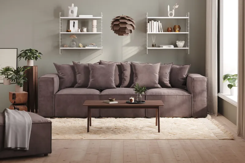 Cubo 4-sits Djup Modulsoffa i Sammet - Mörkgrå - Möbler - Vardagsrum - Soffor - 3-sits soffor