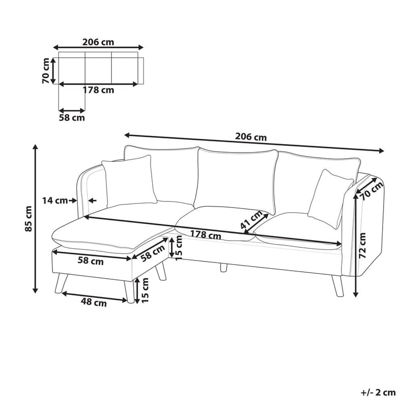3-sits soffa Dalvik - Vit, brun - Möbler - Vardagsrum - Soffor - Hörnsoffor