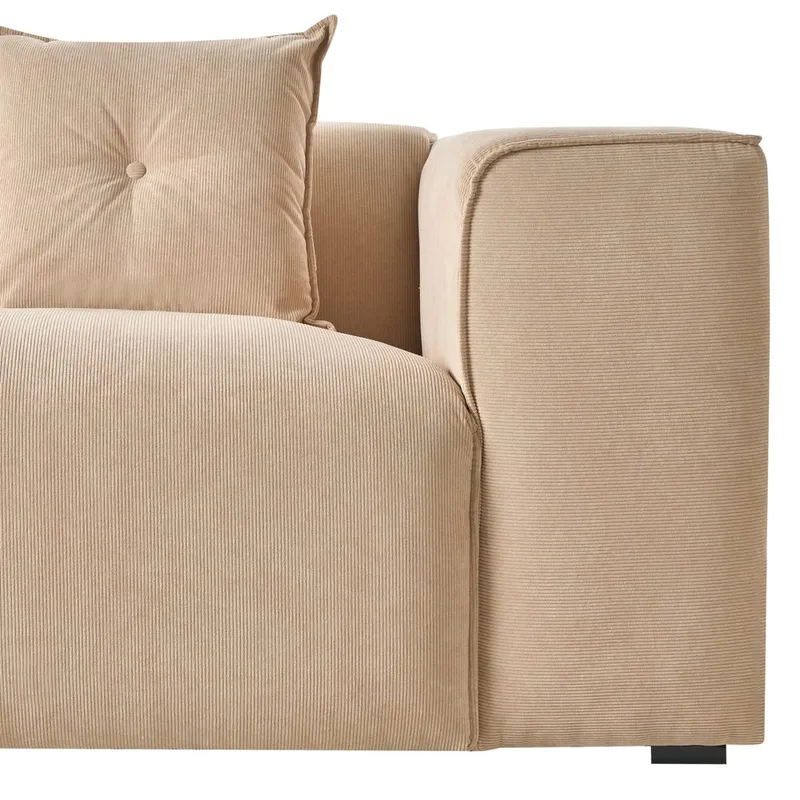 3-sits soffa Dolva - Beige, svart/Högervänd/Manchestertyg - Möbler - Vardagsrum - Soffor - Modulsoffor - Komplett modulsoffa